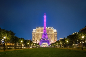 Exterior view of the Parisian Macao at night