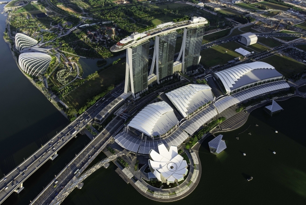 Aerial view of the Marina Bay Sands Singapore