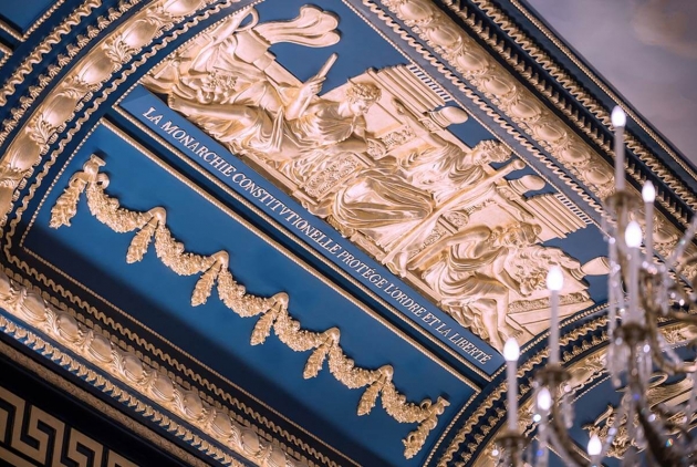 Ceiling art with gold and a blue background