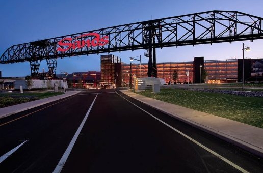 A black bridge with Sands written across it